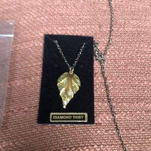 Diamond dust yellow and gold tone 17 inch necklace